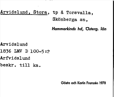 Bild på arkivkortet för arkivposten Arvidslund, Stora