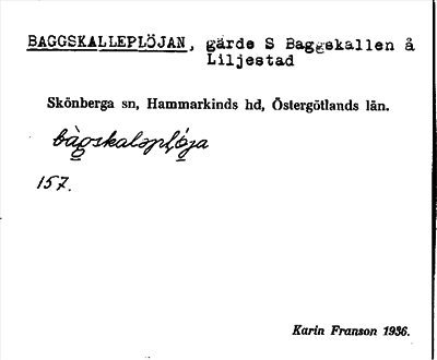 Bild på arkivkortet för arkivposten Baggskalleplöjan