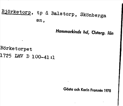 Bild på arkivkortet för arkivposten Björketorp