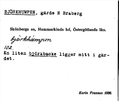 Bild på arkivkortet för arkivposten Björkhumpen