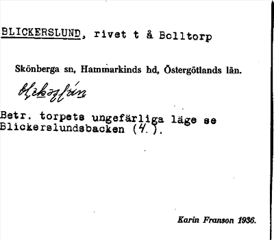 Bild på arkivkortet för arkivposten Blickerslund