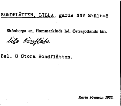 Bild på arkivkortet för arkivposten Bondflåtten, Lilla