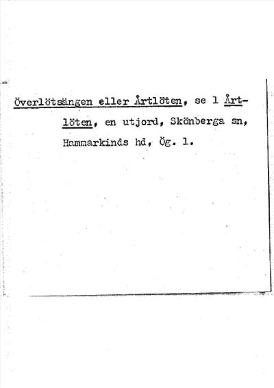 Bild på arkivkortet för arkivposten Överlötsängen eller Årtlöten, se 1 Årtlöten