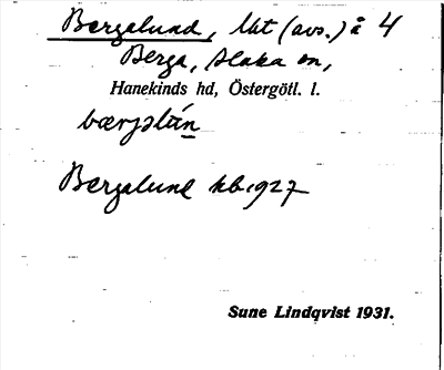Bild på arkivkortet för arkivposten Bergelund