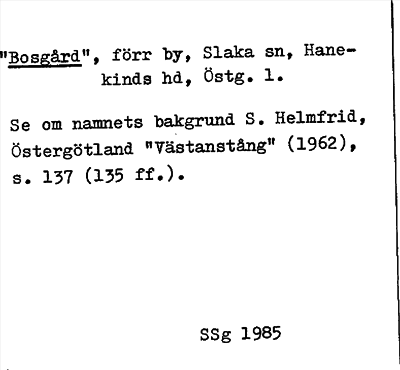 Bild på arkivkortet för arkivposten »Bosgård»