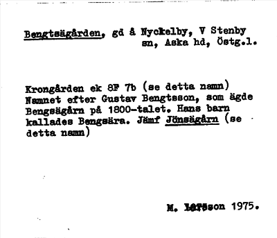 Bild på arkivkortet för arkivposten Bengtsägården