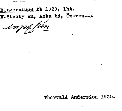 Bild på arkivkortet för arkivposten Birgerslund
