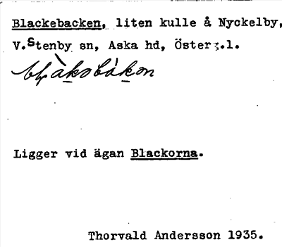 Bild på arkivkortet för arkivposten Blackebacken