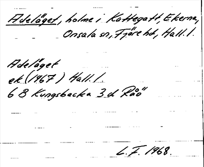Bild på arkivkortet för arkivposten Adeläget