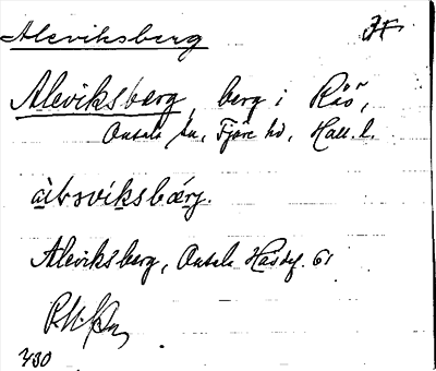 Bild på arkivkortet för arkivposten Aleviksberg