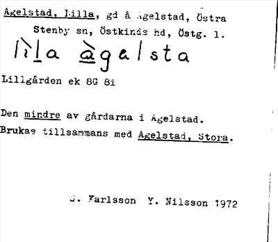 Bild på arkivkortet för arkivposten Agelstad, Lilla