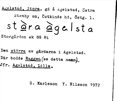 Bild på arkivkortet för arkivposten Agelstad, Stora