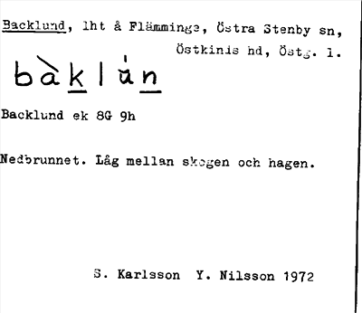 Bild på arkivkortet för arkivposten Backlund