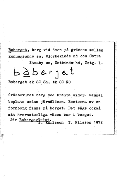 Bild på arkivkortet för arkivposten Boberget