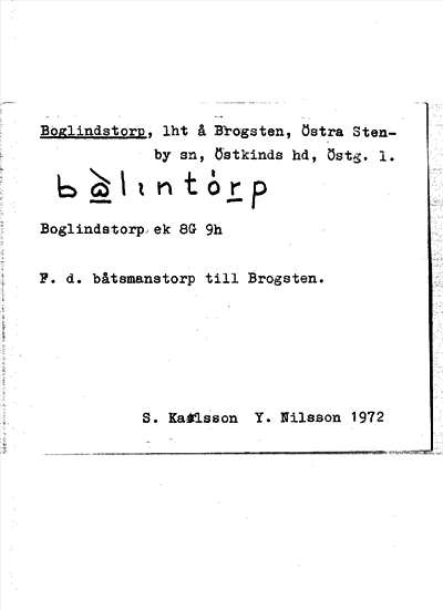 Bild på arkivkortet för arkivposten Boglindstorp