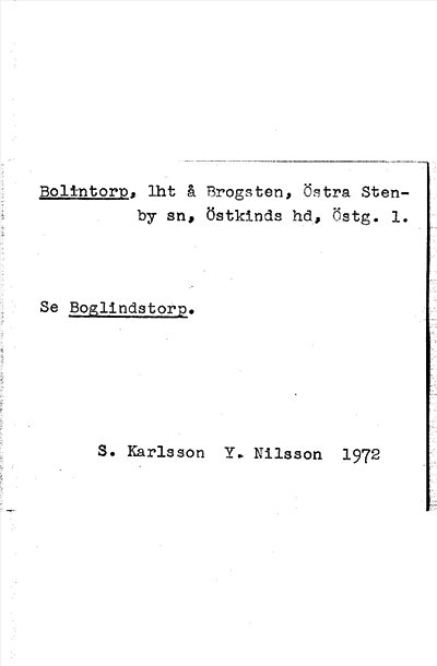 Bild på arkivkortet för arkivposten Bolintorp, se Boglindstorp