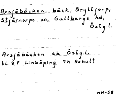 Bild på arkivkortet för arkivposten Axsjöbäcken