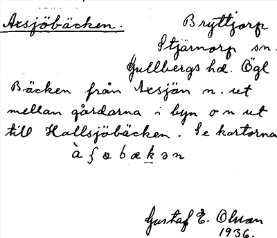 Bild på arkivkortet för arkivposten Axsjöbäcken