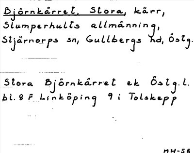 Bild på arkivkortet för arkivposten Björnkärret, Stora