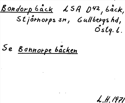 Bild på arkivkortet för arkivposten Bondorpbäck