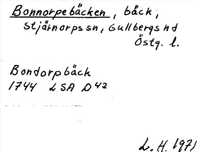 Bild på arkivkortet för arkivposten Bonnorpebäcken