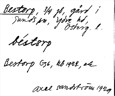 Bild på arkivkortet för arkivposten Bestorp