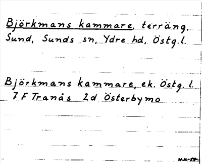 Bild på arkivkortet för arkivposten Björkmans kammare