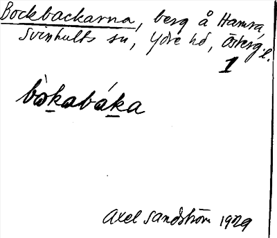 Bild på arkivkortet för arkivposten Bockbackarna