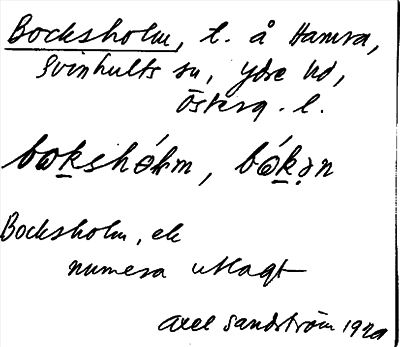 Bild på arkivkortet för arkivposten Bocksholm