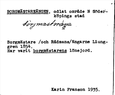 Bild på arkivkortet för arkivposten Borgmästareängen