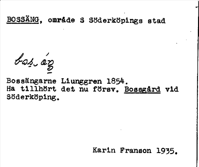 Bild på arkivkortet för arkivposten Bossäng