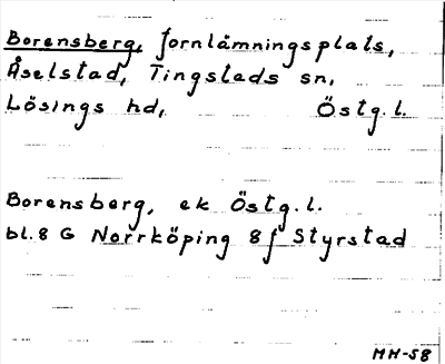 Bild på arkivkortet för arkivposten Borensberg