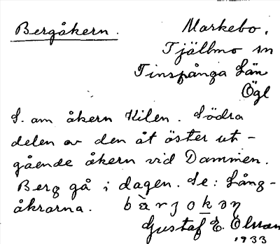 Bild på arkivkortet för arkivposten Bergåkern, se Långåkrarna