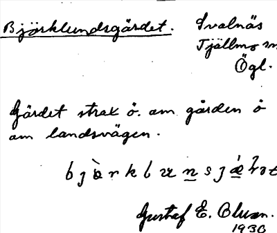 Bild på arkivkortet för arkivposten Björklundsgärdet