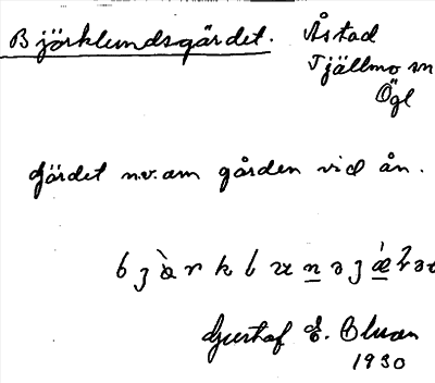 Bild på arkivkortet för arkivposten Björklundsgärdet