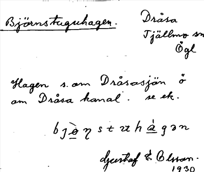 Bild på arkivkortet för arkivposten Björnstuguhagen