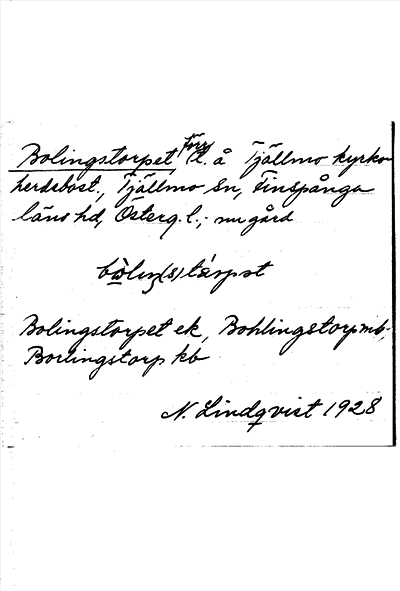 Bild på arkivkortet för arkivposten Bolingstorpet