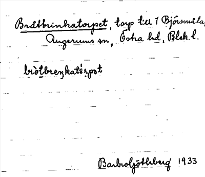 Bild på arkivkortet för arkivposten Bråtbrinkatorpet