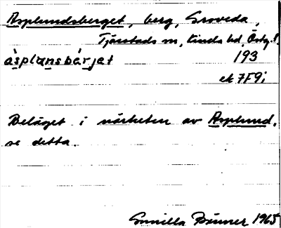 Bild på arkivkortet för arkivposten Asplundsberget