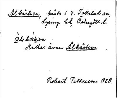 Bild på arkivkortet för arkivposten Albäcken