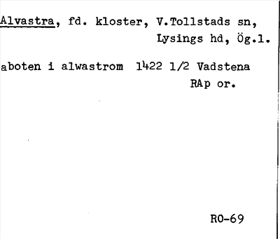 Bild på arkivkortet för arkivposten Alvastra