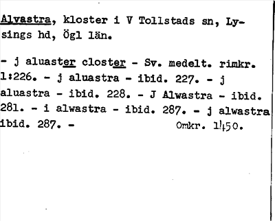 Bild på arkivkortet för arkivposten Alvastra