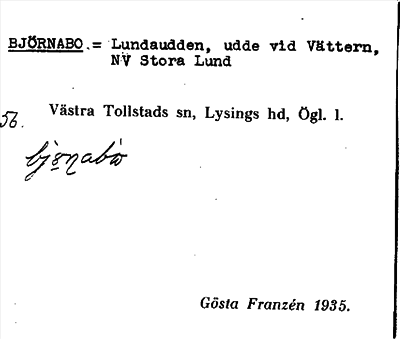 Bild på arkivkortet för arkivposten Björnabo