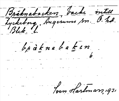 Bild på arkivkortet för arkivposten Bräknabacken