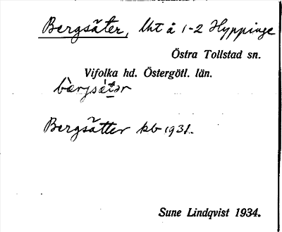 Bild på arkivkortet för arkivposten Bergsäter