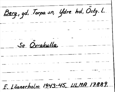Bild på arkivkortet för arkivposten Berg, Se Övrakulla
