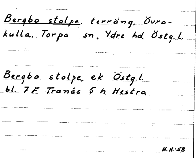 Bild på arkivkortet för arkivposten Bergbo stolpe