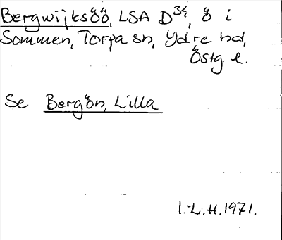 Bild på arkivkortet för arkivposten Bergwijksöö, Se Bergön, Lilla