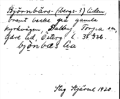 Bild på arkivkortet för arkivposten Björnbärs-(-bergs-?)liden