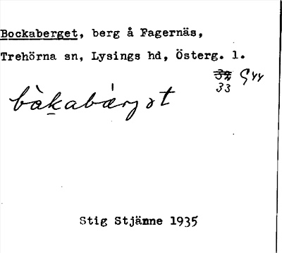 Bild på arkivkortet för arkivposten Bockaberget